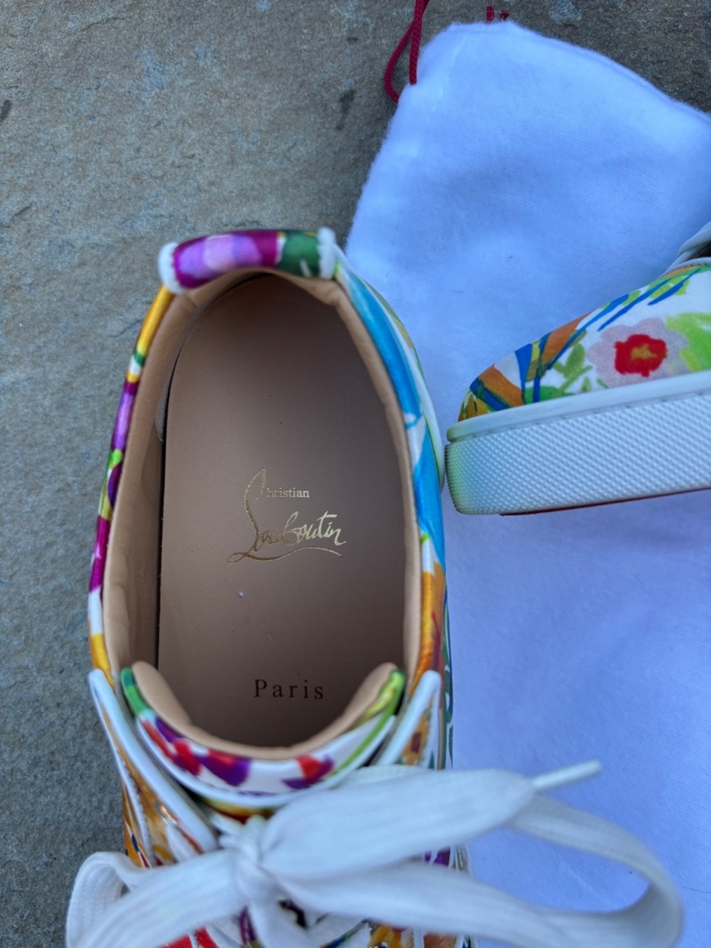 Christian Louboutin Multi Crepe Satin floral low-top sneakers 41 - Picture 3 of 6